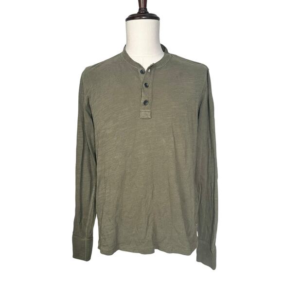 Rag & Bone | Men | Olive Green Basic Essential LS Slub Cotton Henley | Medium - Picture 2 of 15